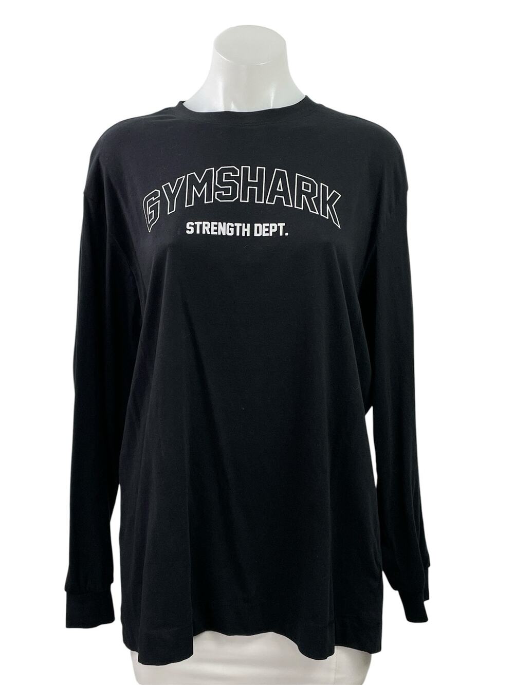 Gymshark Women's Black Strength Dept Long Sleeve Crewneck Sweatshirt Top Size M